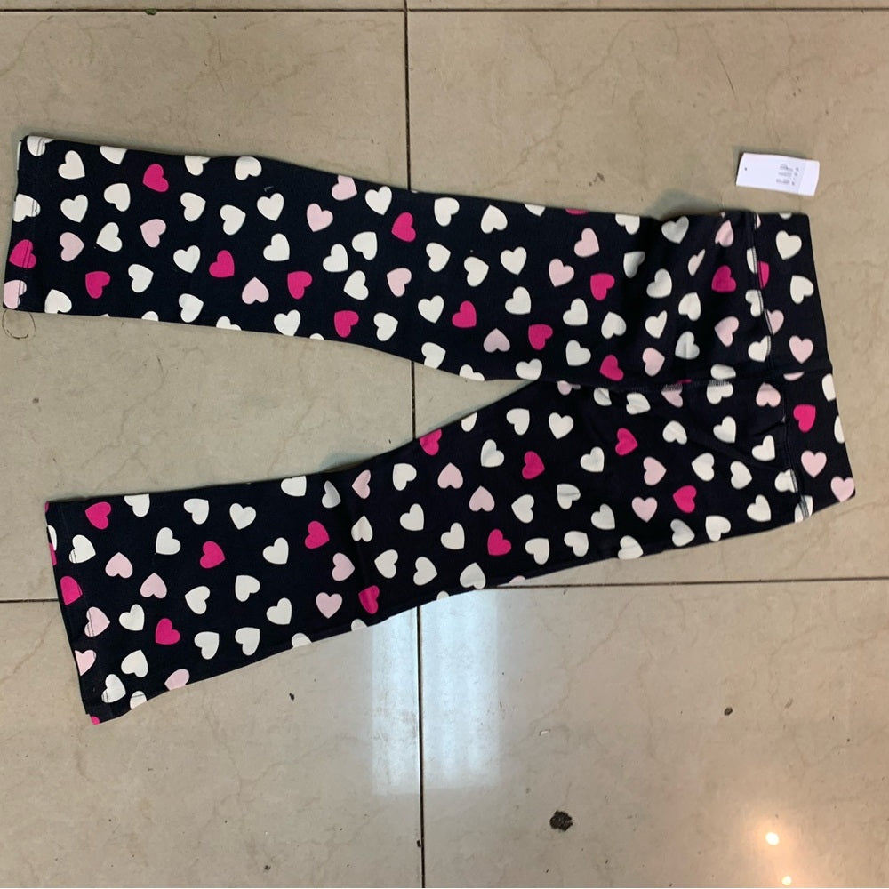 Heart Pattern Kids Pajama Pants - Black