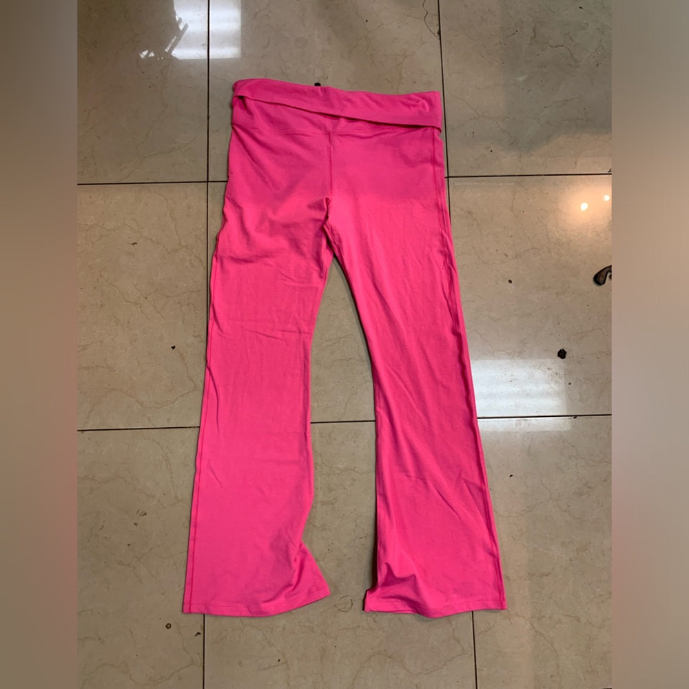 VICTORIA'S SECRET PINK LIMITED EDITION CARMINE ROSE BLING FLARE LEGGINGS