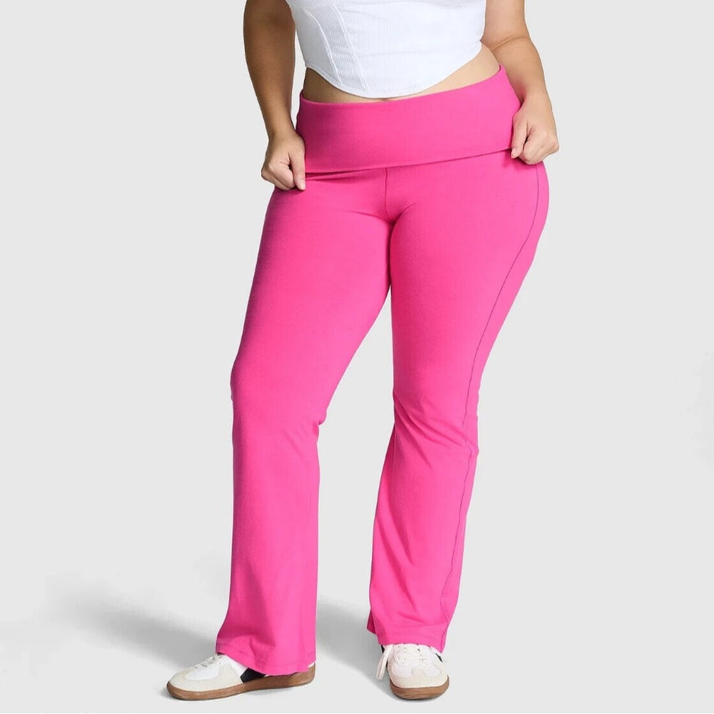 VICTORIA'S SECRET PINK LIMITED EDITION CARMINE ROSE BLING FLARE LEGGINGS