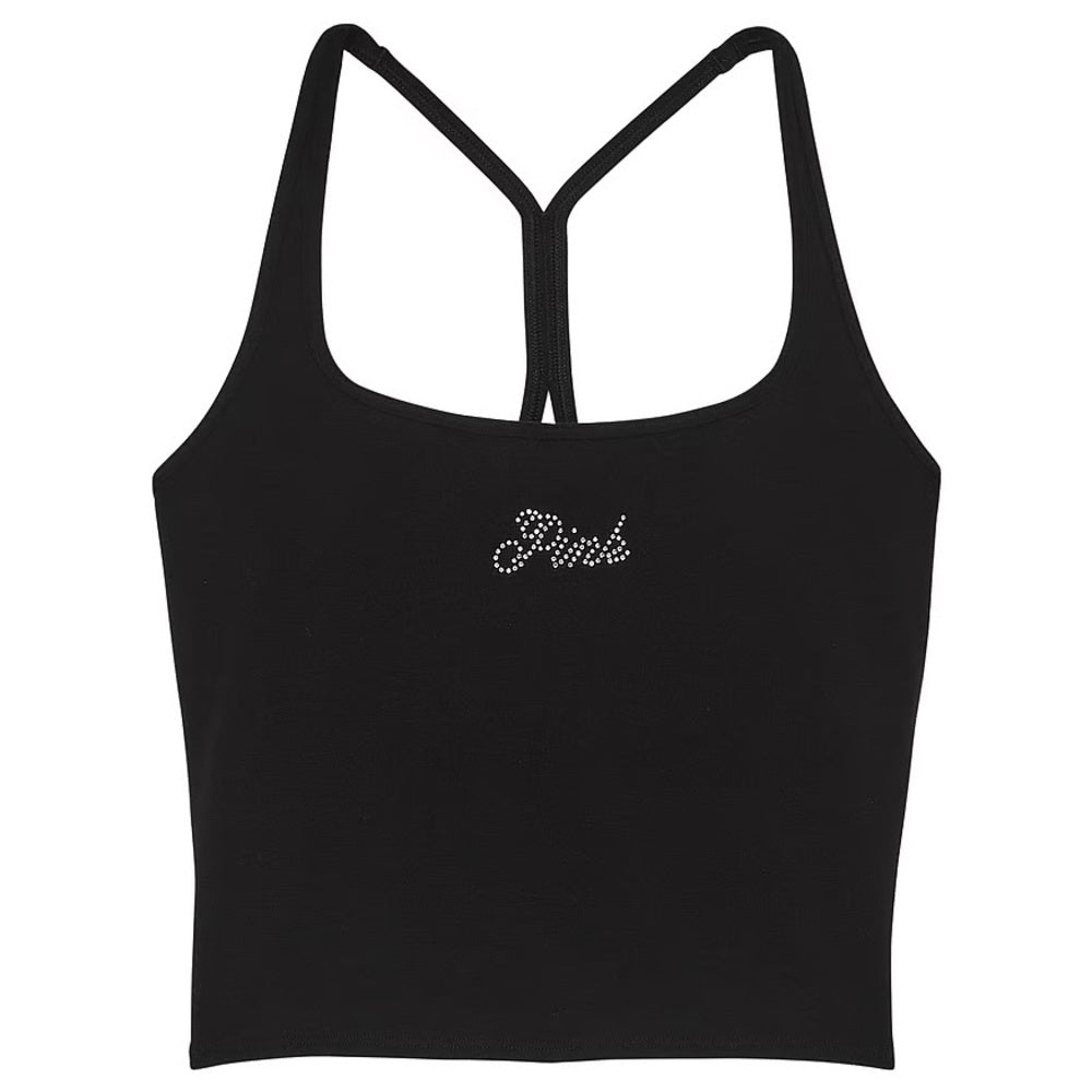 Chic Black Rhinestone ALL-DAY COTTON TANK TOP Pink