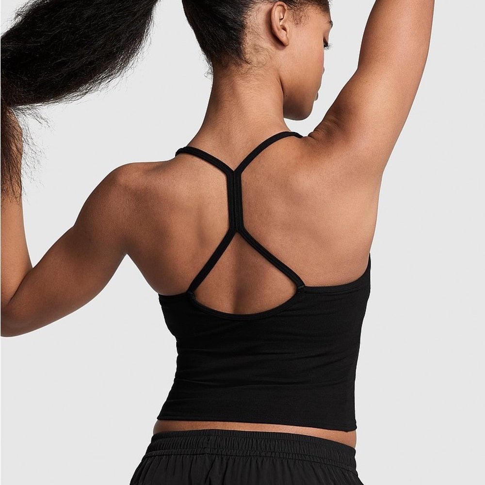 Chic Black Rhinestone ALL-DAY COTTON TANK TOP Pink