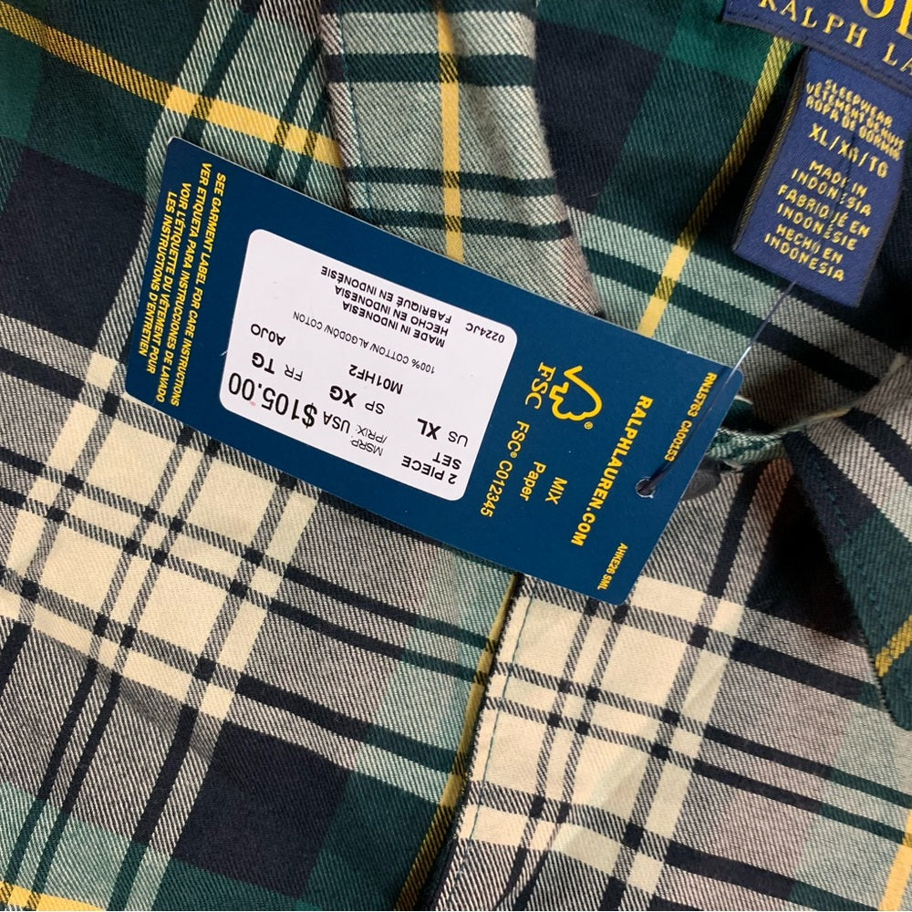 Polo Ralph Lauren
Men's Green 2-pc. Plaid Flannel Pajamas Set