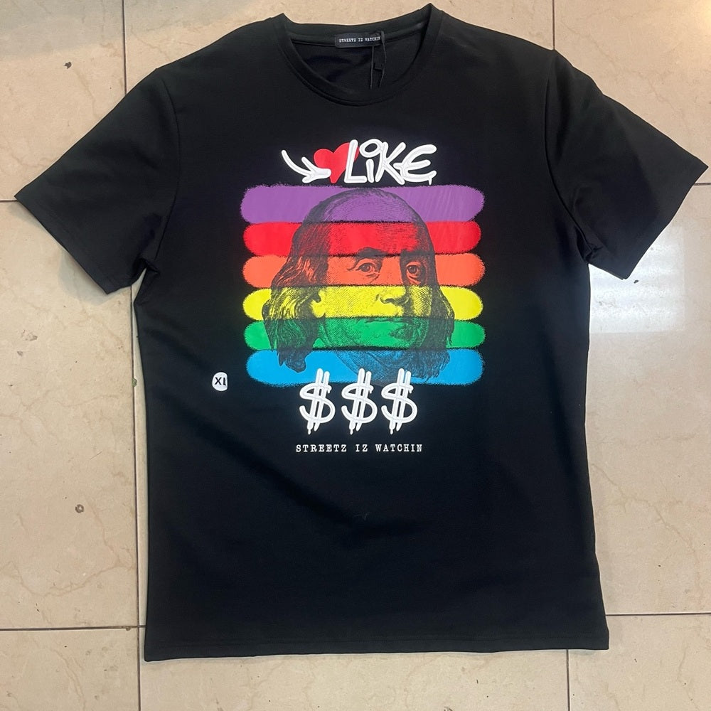 Black Graphic T-Shirt like money Sz various
