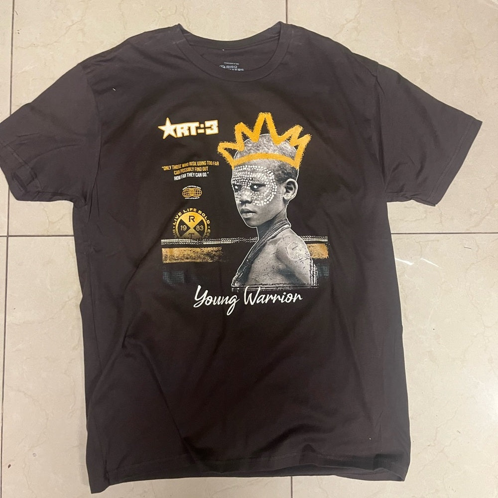 Men's Brown Graphic T-Shirt young warrior