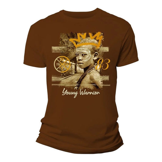 Men's Brown Graphic T-Shirt young warrior