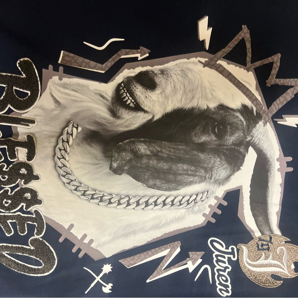 JUREN BLE$$ED GOAT TEE NAVY Sz various