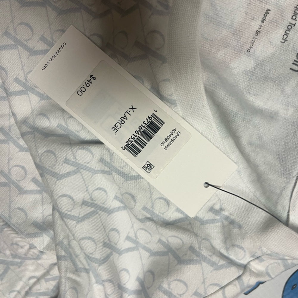 Calvin Klein Men's T-Shirt Liquid Touch White Large CK Logo New With Tag
