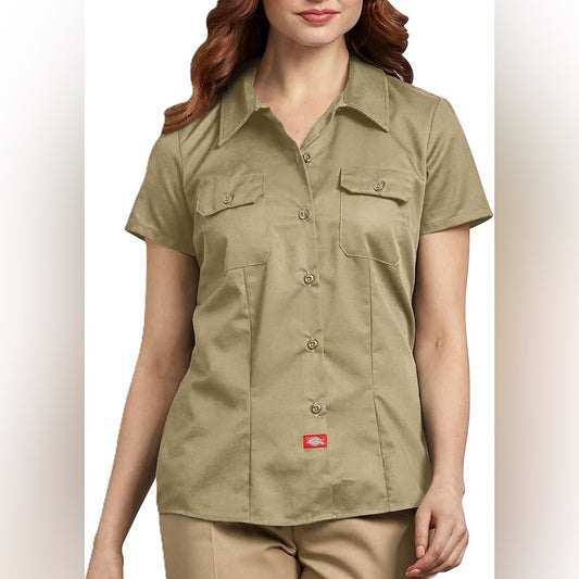 Dickies Men's Khaki Short Sleeve Shirt