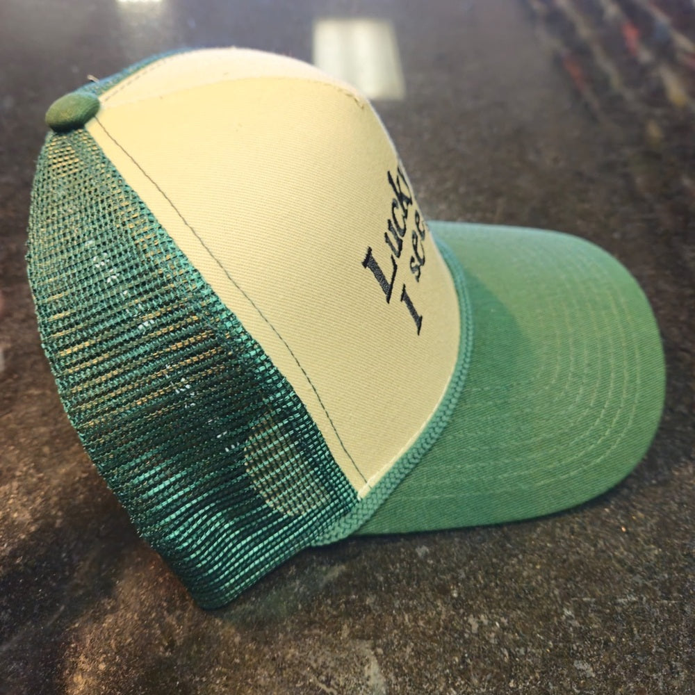 Green and Yellow Trucker Hat with Embroidery