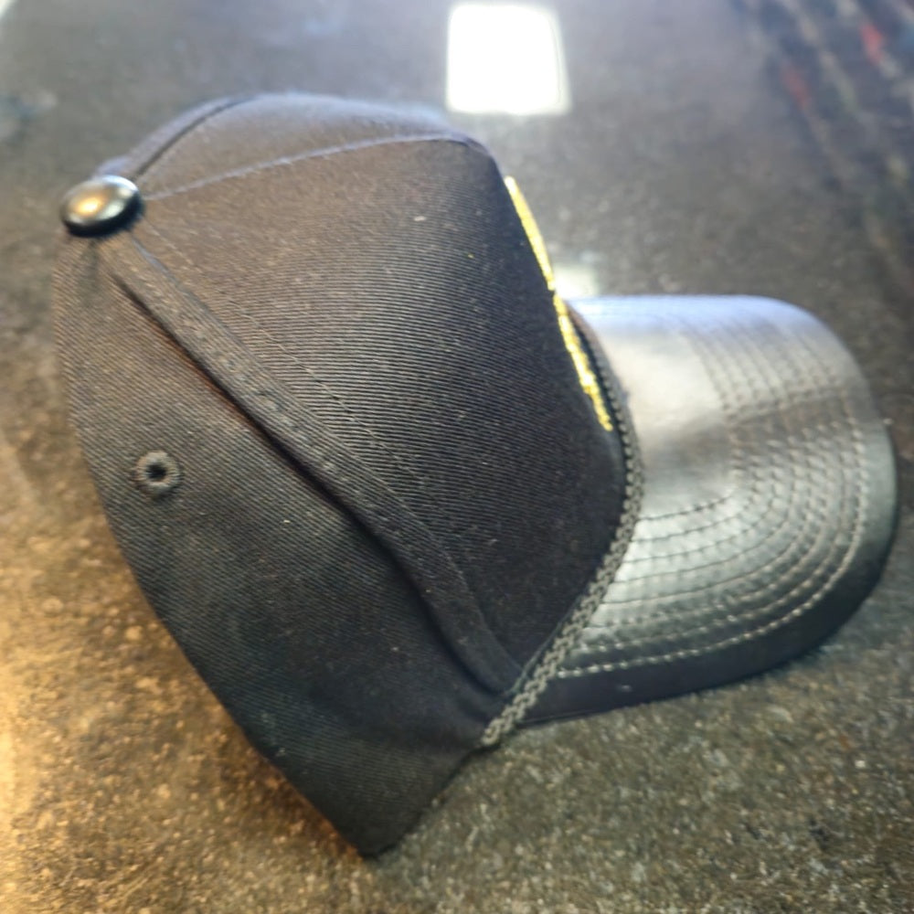 Black Cap with Gold Skull Embroidery