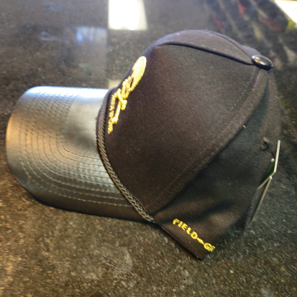 Black Cap with Gold Skull Embroidery