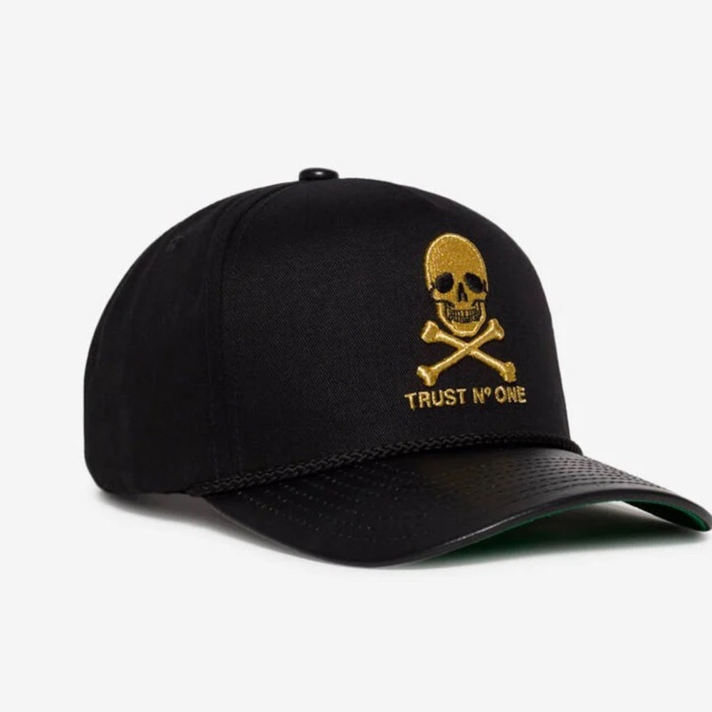 Black Cap with Gold Skull Embroidery