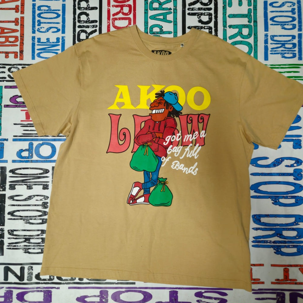AKOO Graphic Tee in Tan sz 3xl