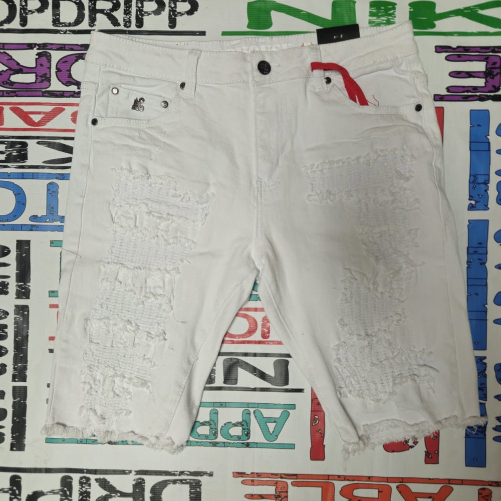 Distressed White Denim Shorts sz 32