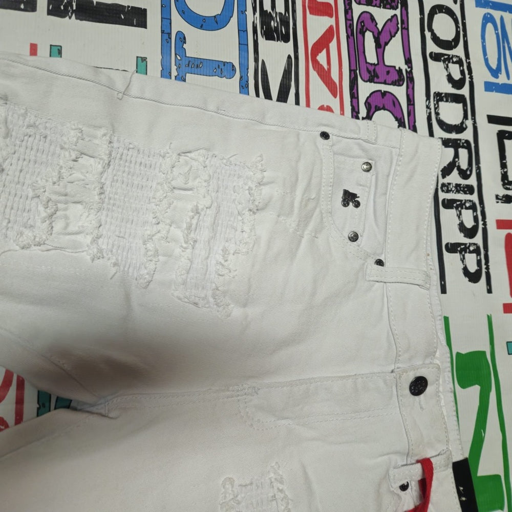 Distressed White Denim Shorts sz 32