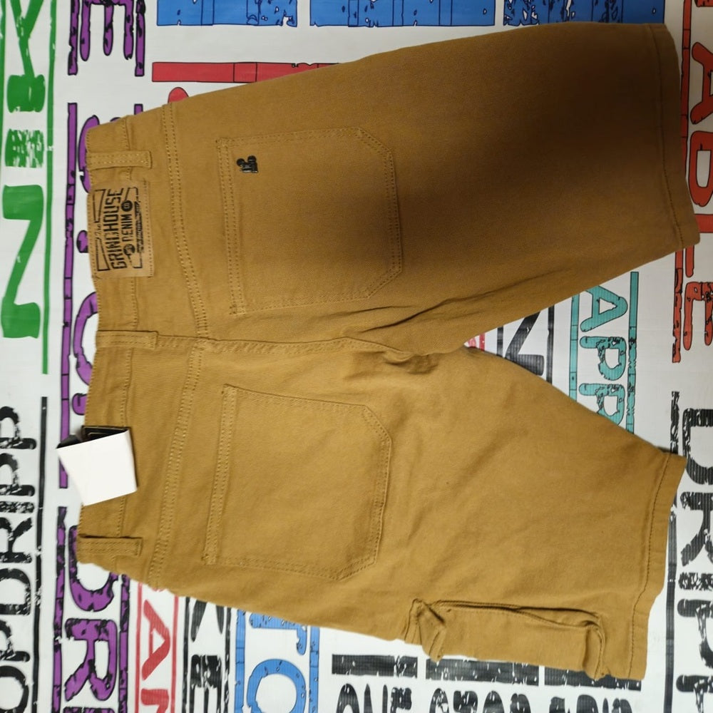Grindhouse Brown Cargo Shorts with Red Accent