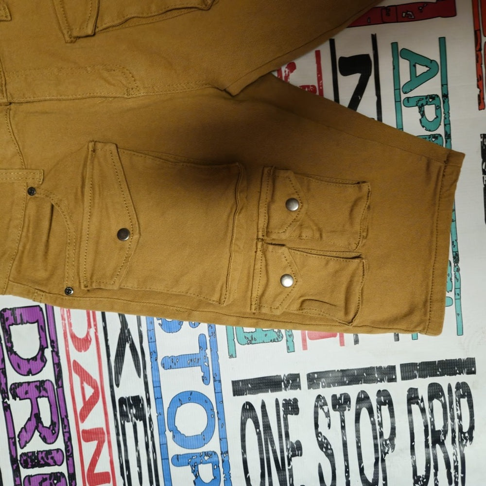 Grindhouse Brown Cargo Shorts with Red Accent