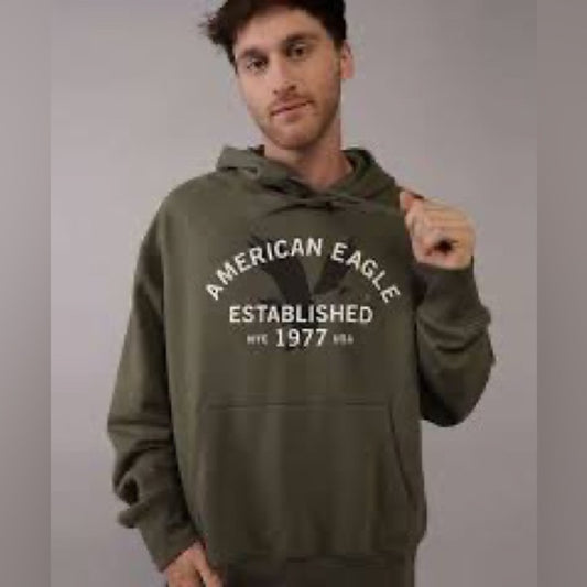 American Eagle Outfitters Men's Green Hoodie