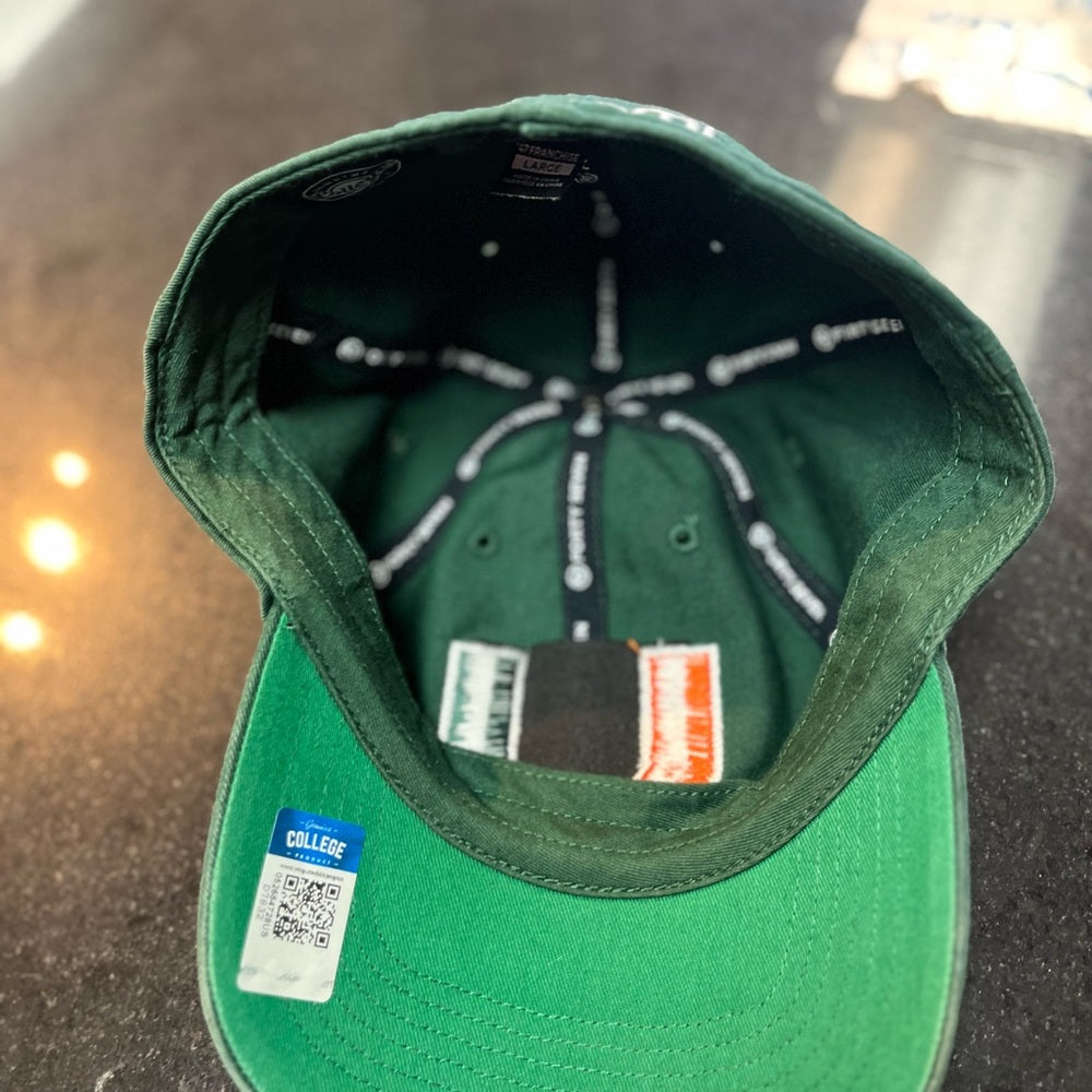 47 Brand Miami hurricane Green Cap with Orange and White Logo
