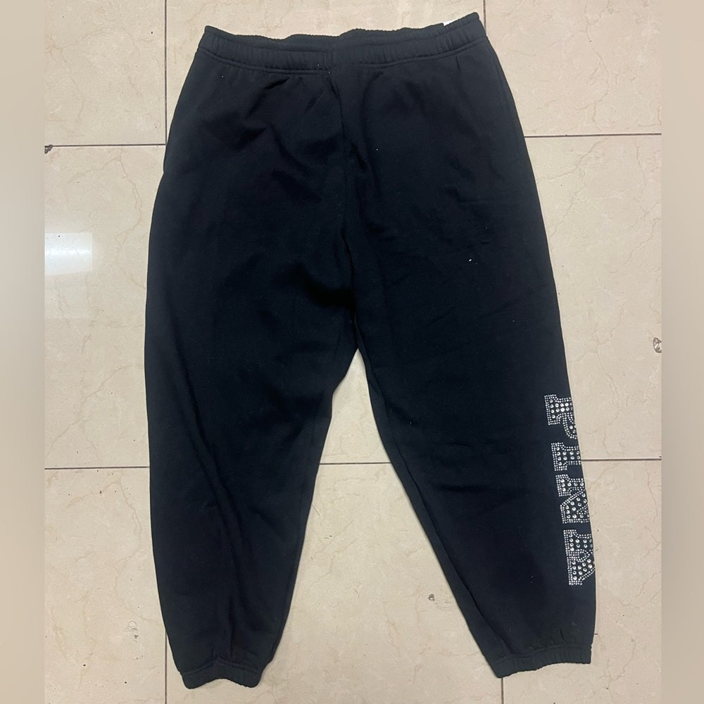 Rhinestone Pink logo black solid joggers sz various