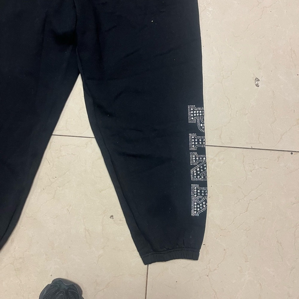 Rhinestone Pink logo black solid joggers sz various