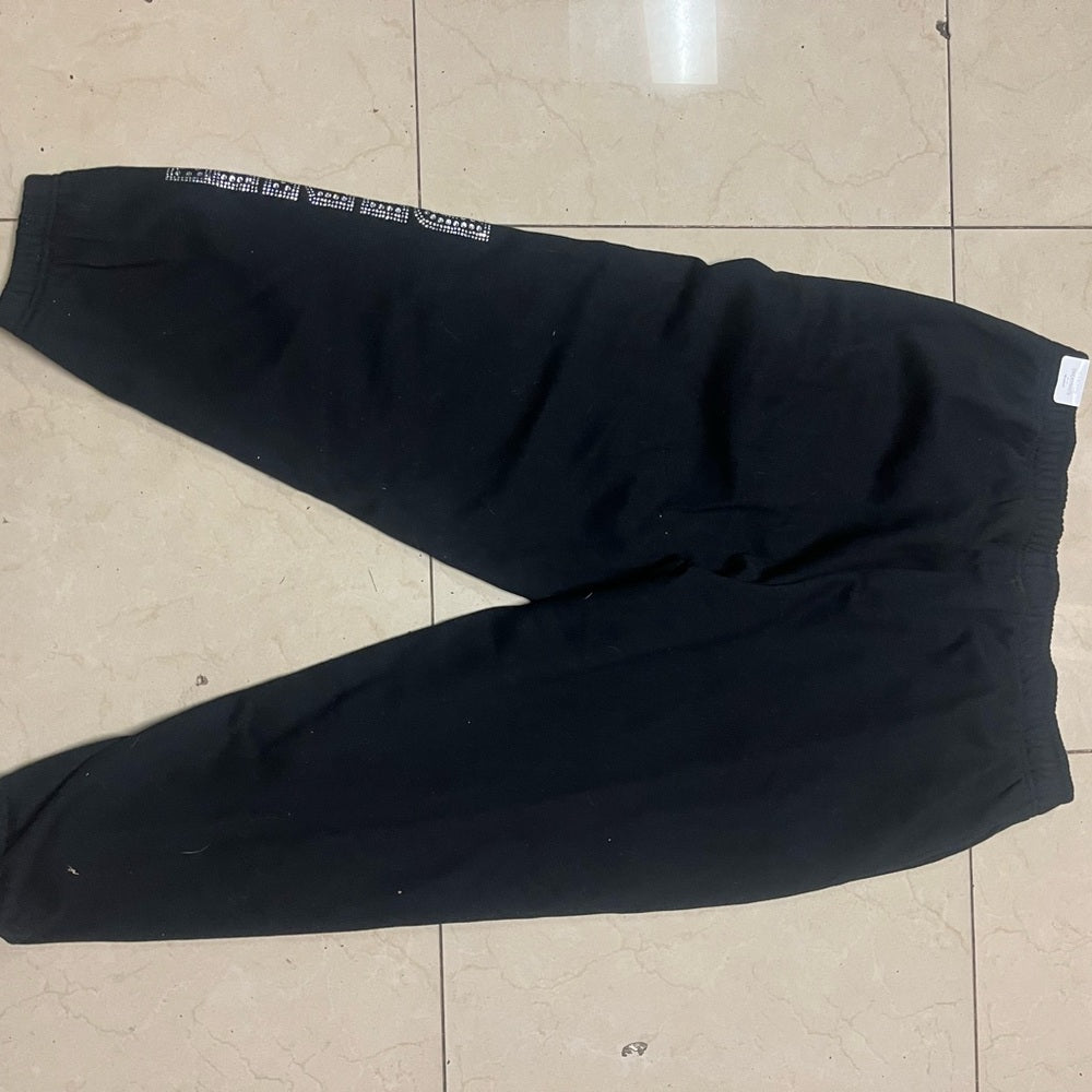 Rhinestone Pink logo black solid joggers sz various