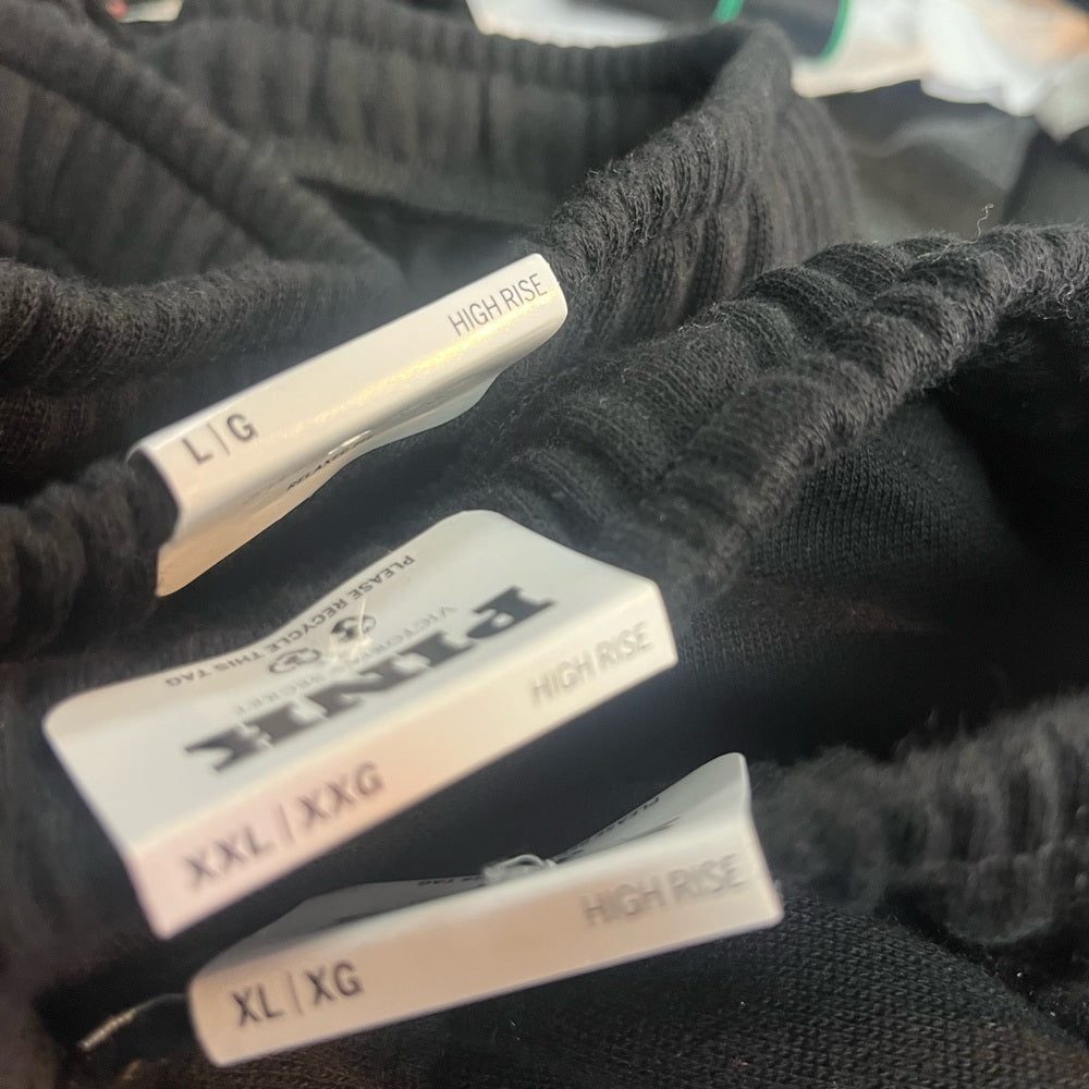 Rhinestone Pink logo black solid joggers sz various