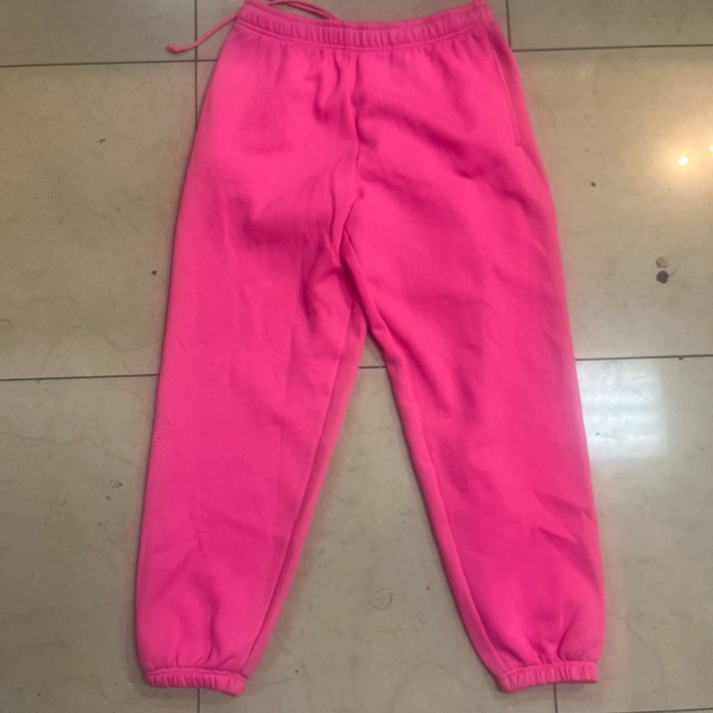 Rhinestone Pink logo pink solid joggers sz various