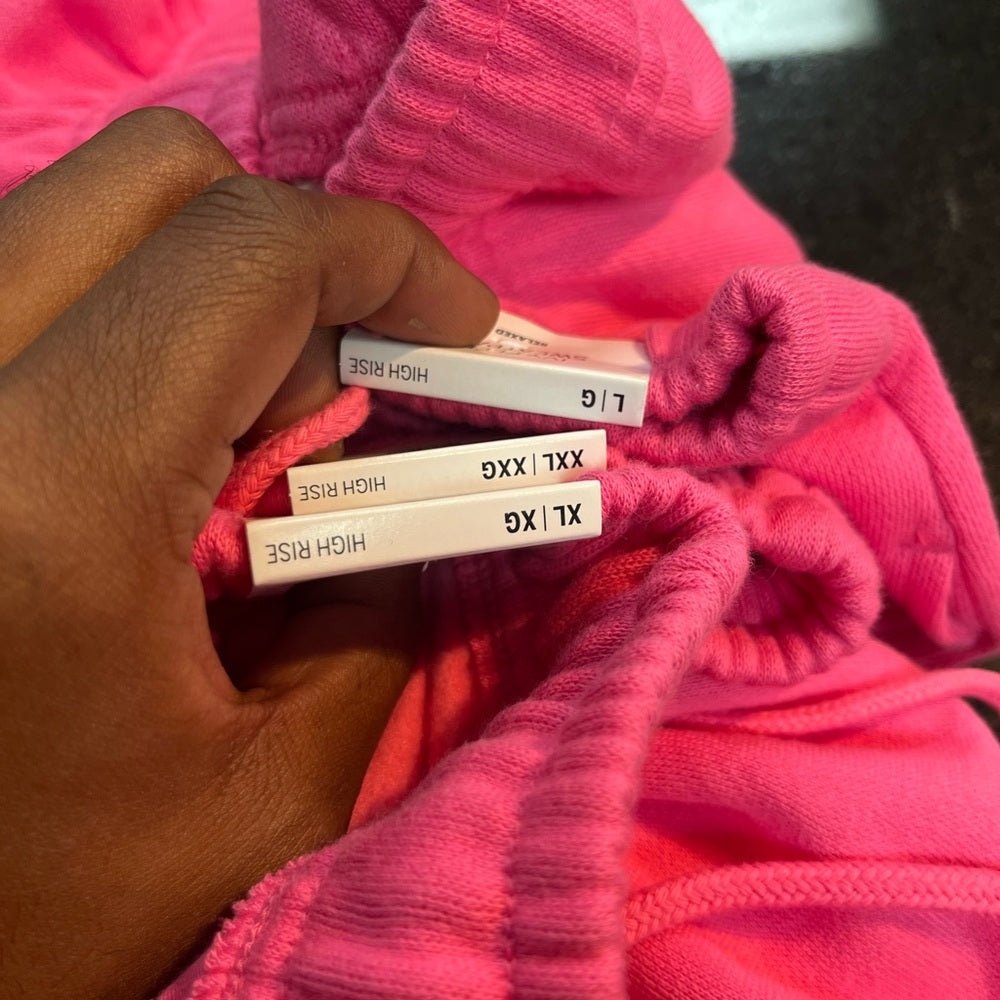 Rhinestone Pink logo pink solid joggers sz various