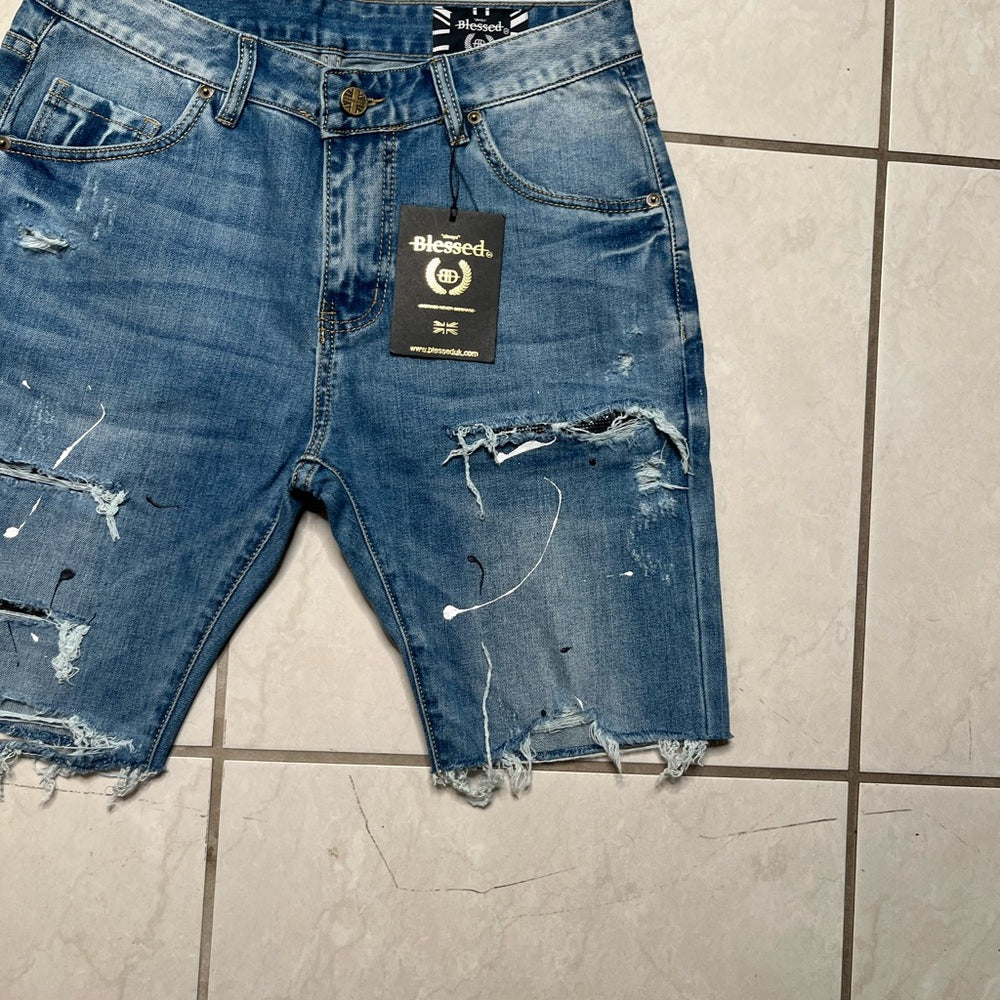 Blue Distressed Men's Shorts