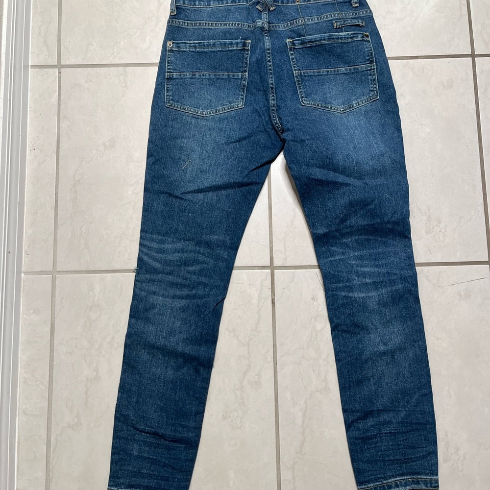 Denim Blue Jeans with Distressed Knees