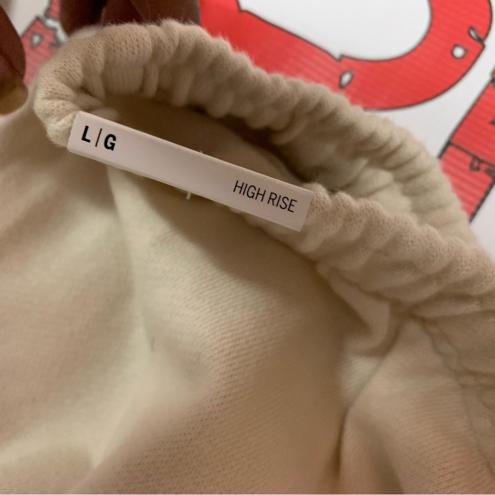 Pink rhyme stone logo  Cream Jogger Pants Sz various