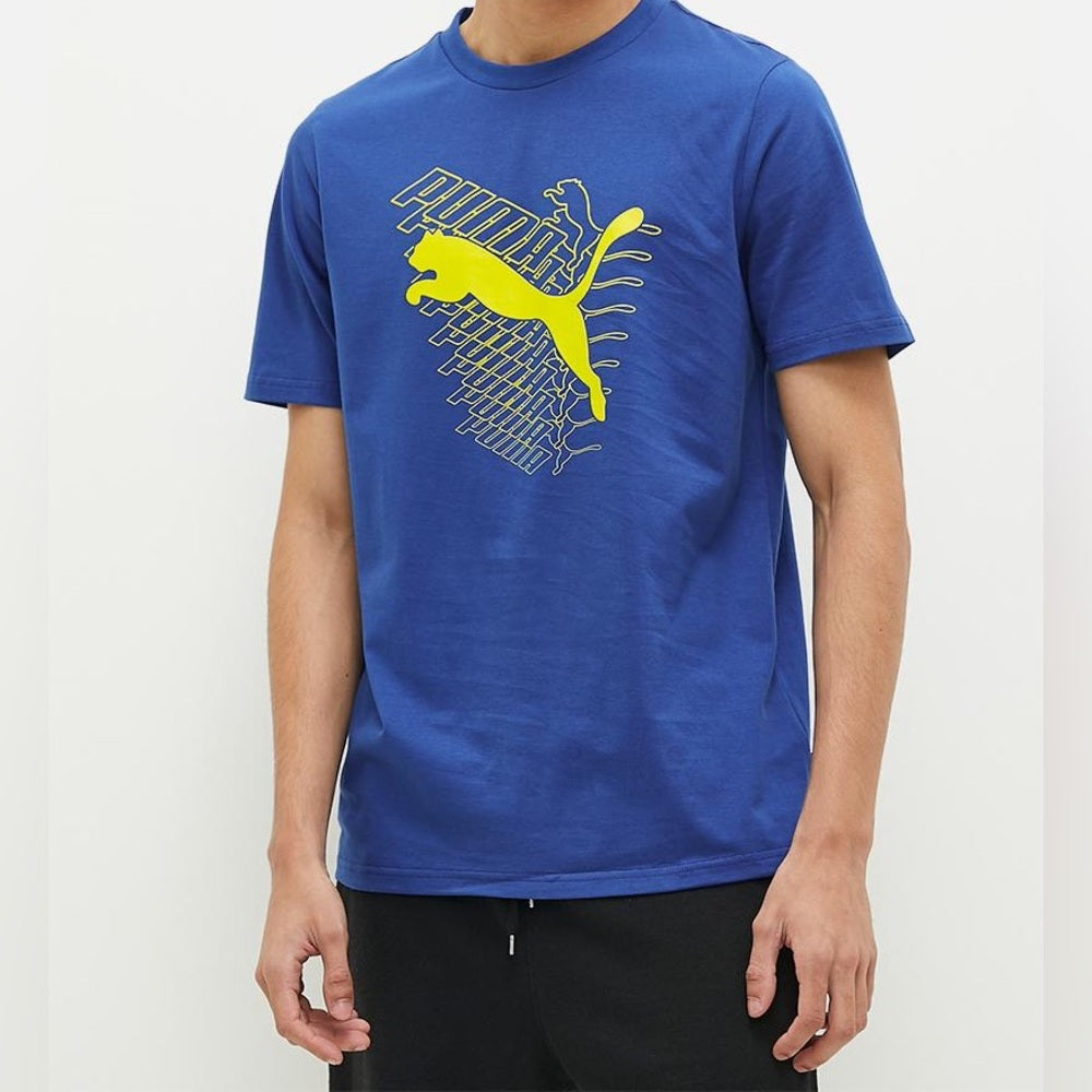 Blue puma logo tee sz medium