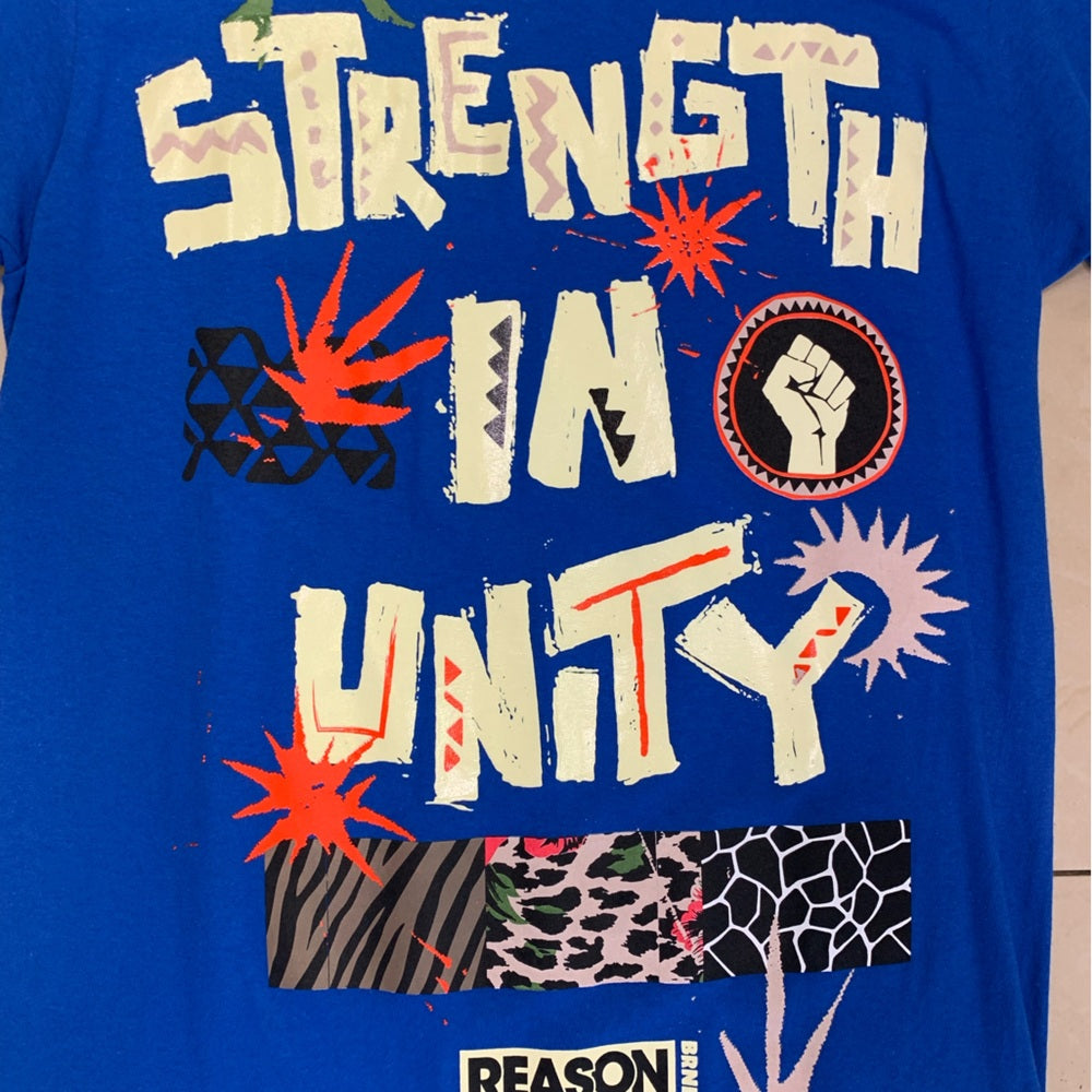 Reason strength n unity Blue Graphic T-Shirt