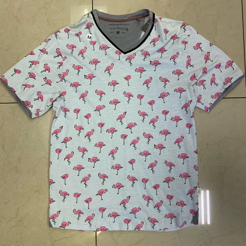 Sz. Med American republican Men's Pink Flamingo Shirt