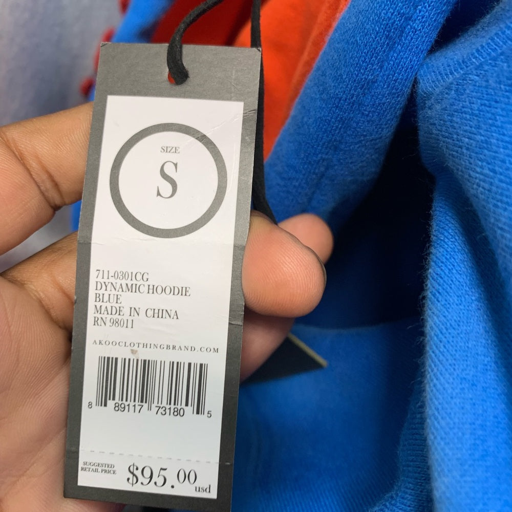 Akoo Men's Blue and Green logo Hoodie Sz Small