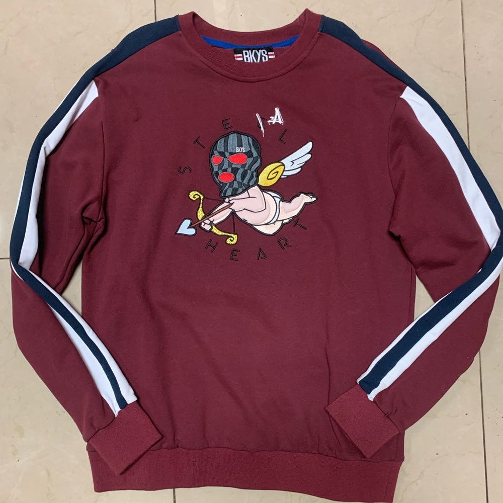 Men's Maroon bkys graphic Sweater Sz various