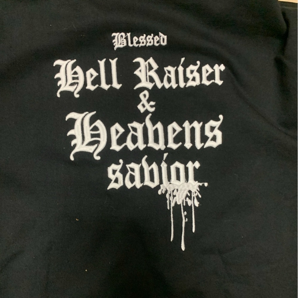 Black Graphic Zip-Up Hoodie Sz med