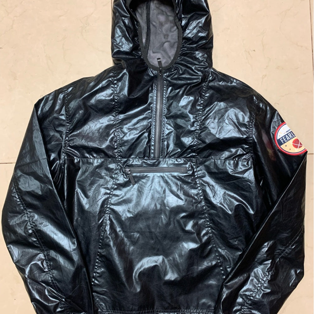 Black windbreaker Hooded Jacket Sz med