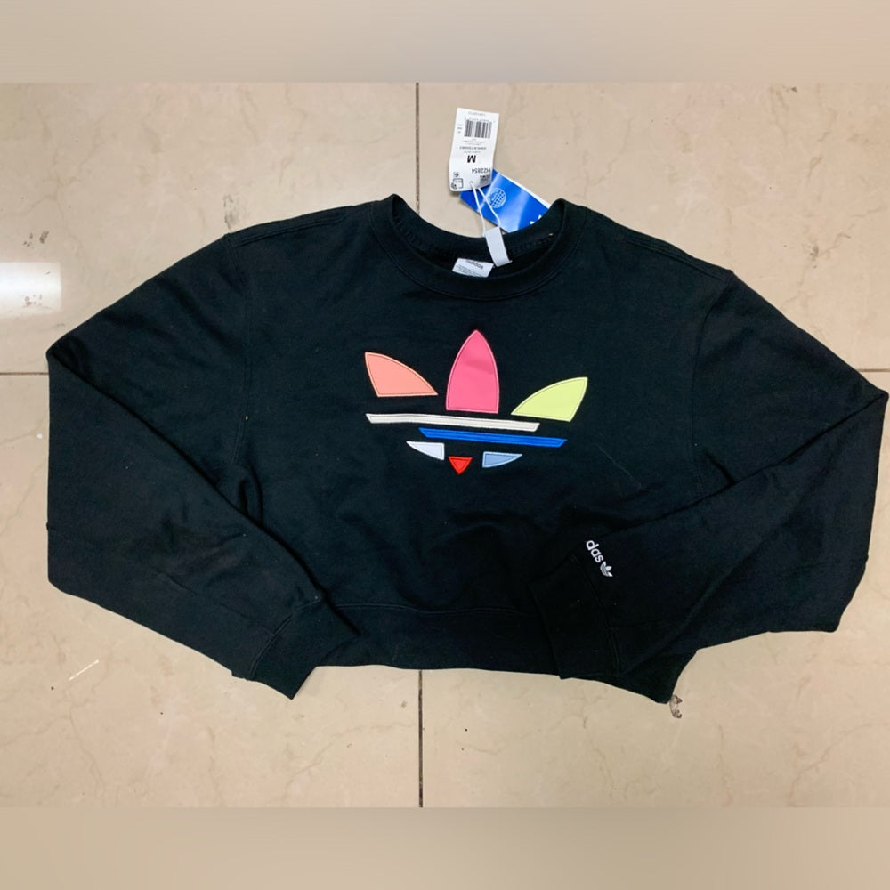 adidas Originals Women's Adicolor Shattered Cropped Sweatshirt, Black, Medium