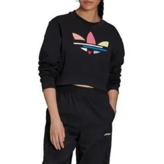 adidas Originals Women's Adicolor Shattered Cropped Sweatshirt, Black, Medium