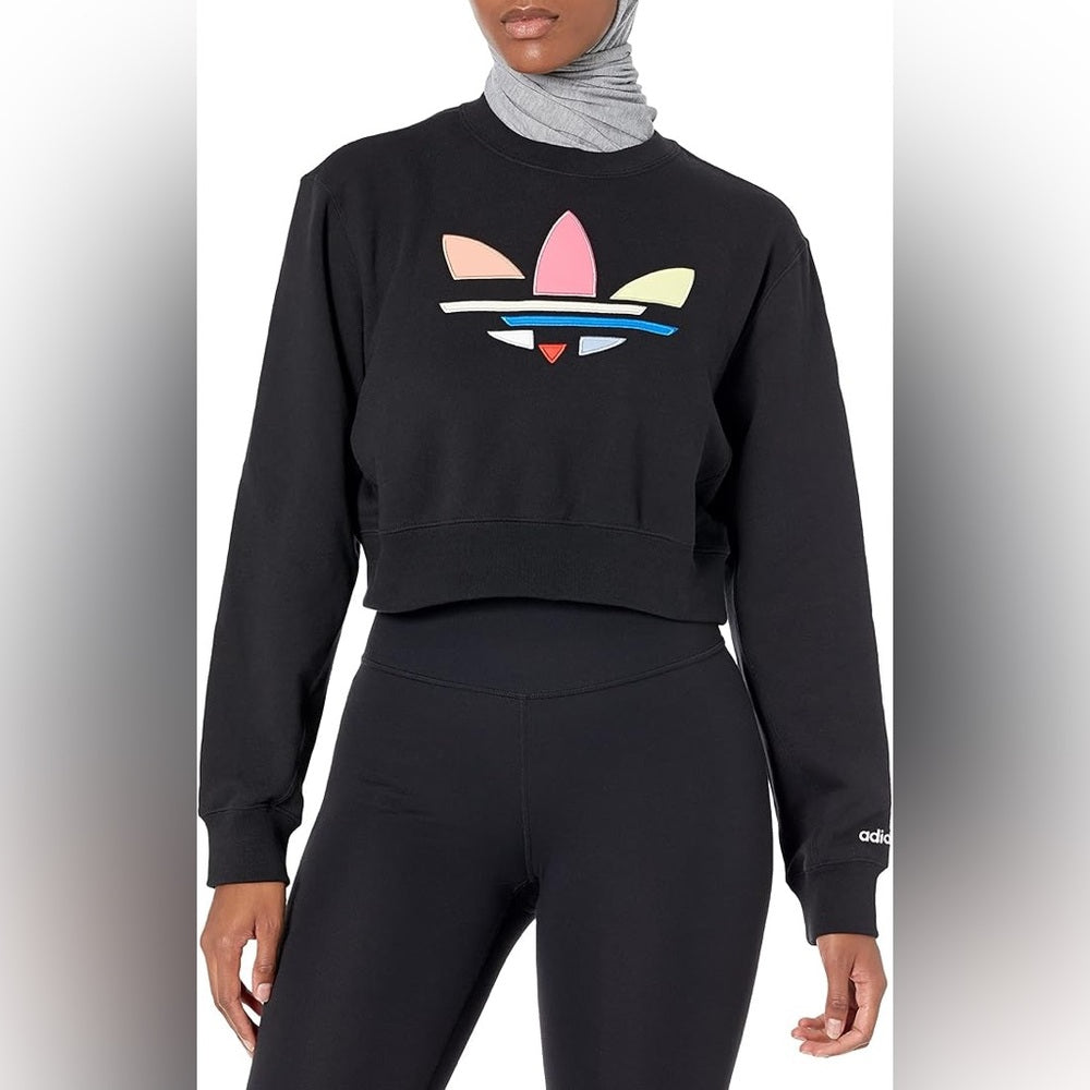 adidas Originals Women's Adicolor Shattered Cropped Sweatshirt, Black, Medium