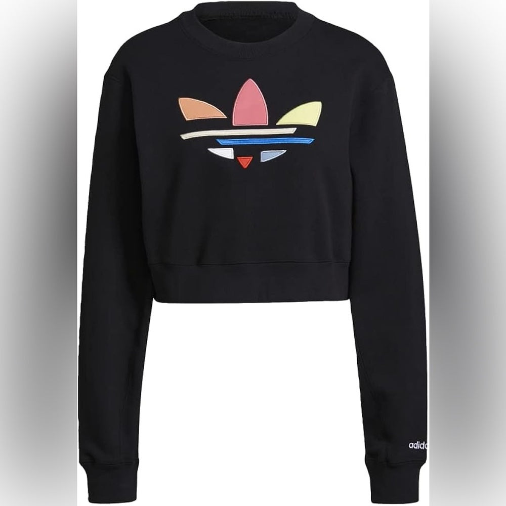 adidas Originals Women's Adicolor Shattered Cropped Sweatshirt, Black, Medium