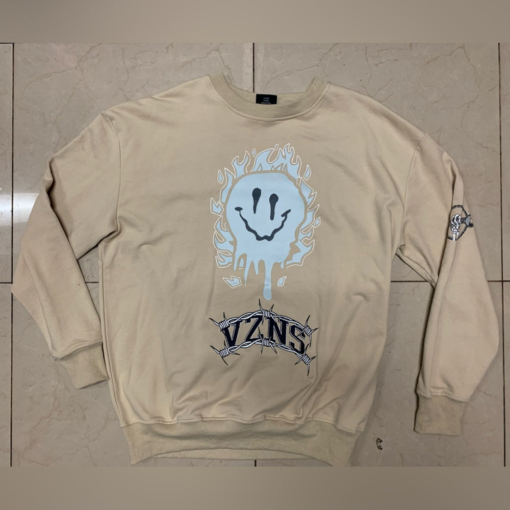 Tan Graphic Men's Sweater emoji Sz large