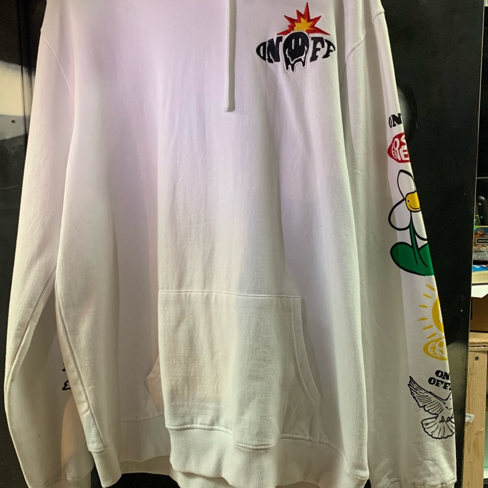 2 piece White Hoodie with Graphic Print Sz xl