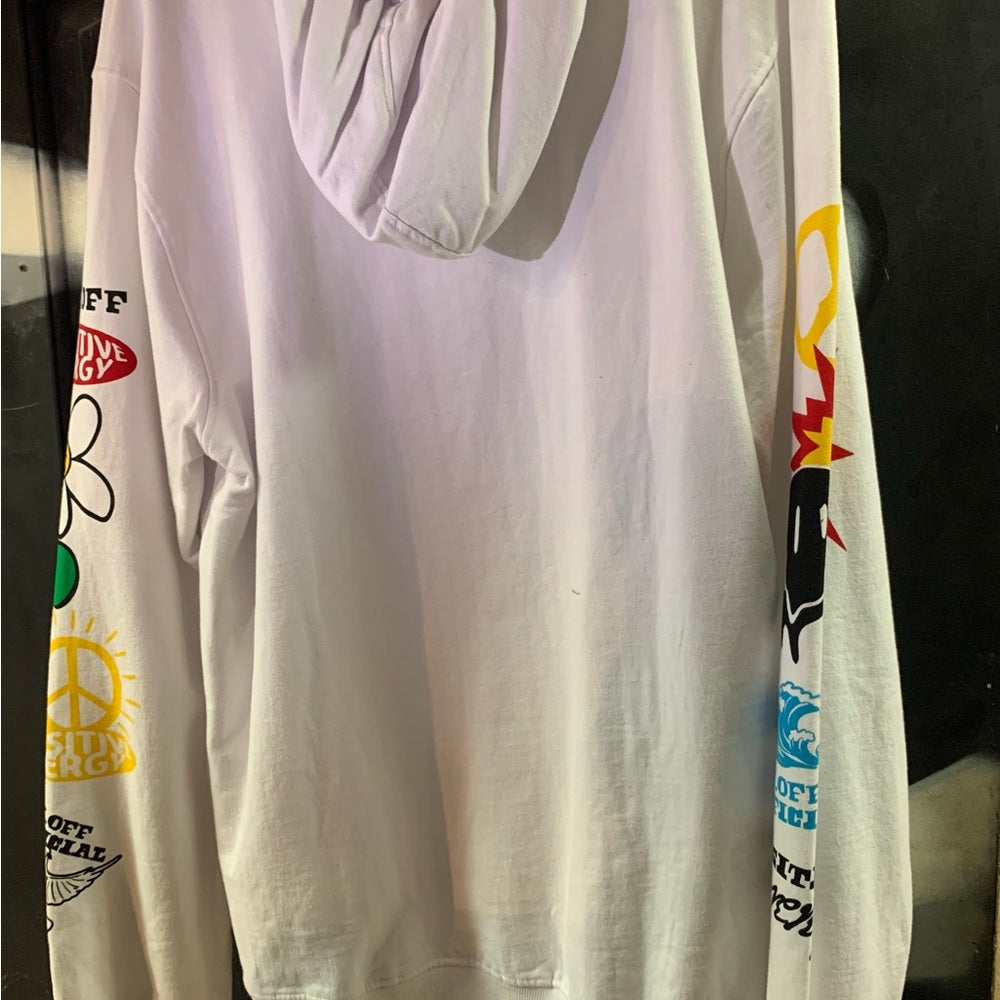 2 piece White Hoodie with Graphic Print Sz xl