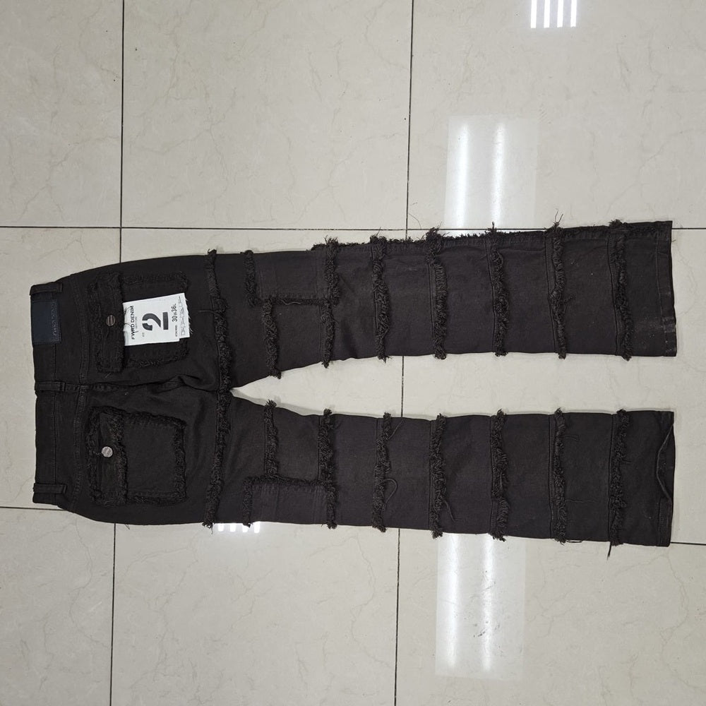 Sz 30/36 Brown stack Distressed Jeans