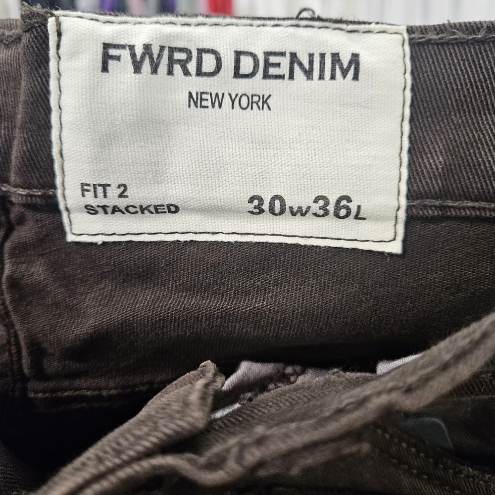 Sz 30/36 Brown stack Distressed Jeans