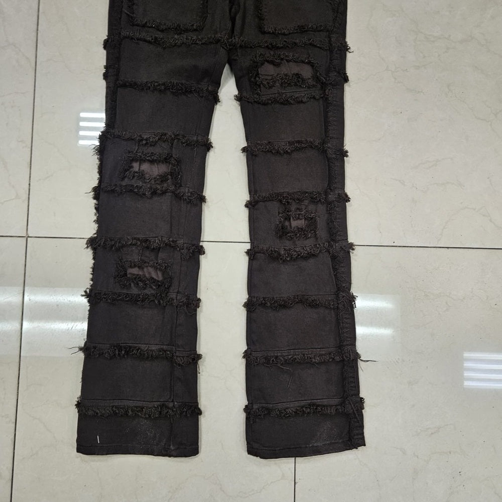 Sz 30/36 Brown stack Distressed Jeans