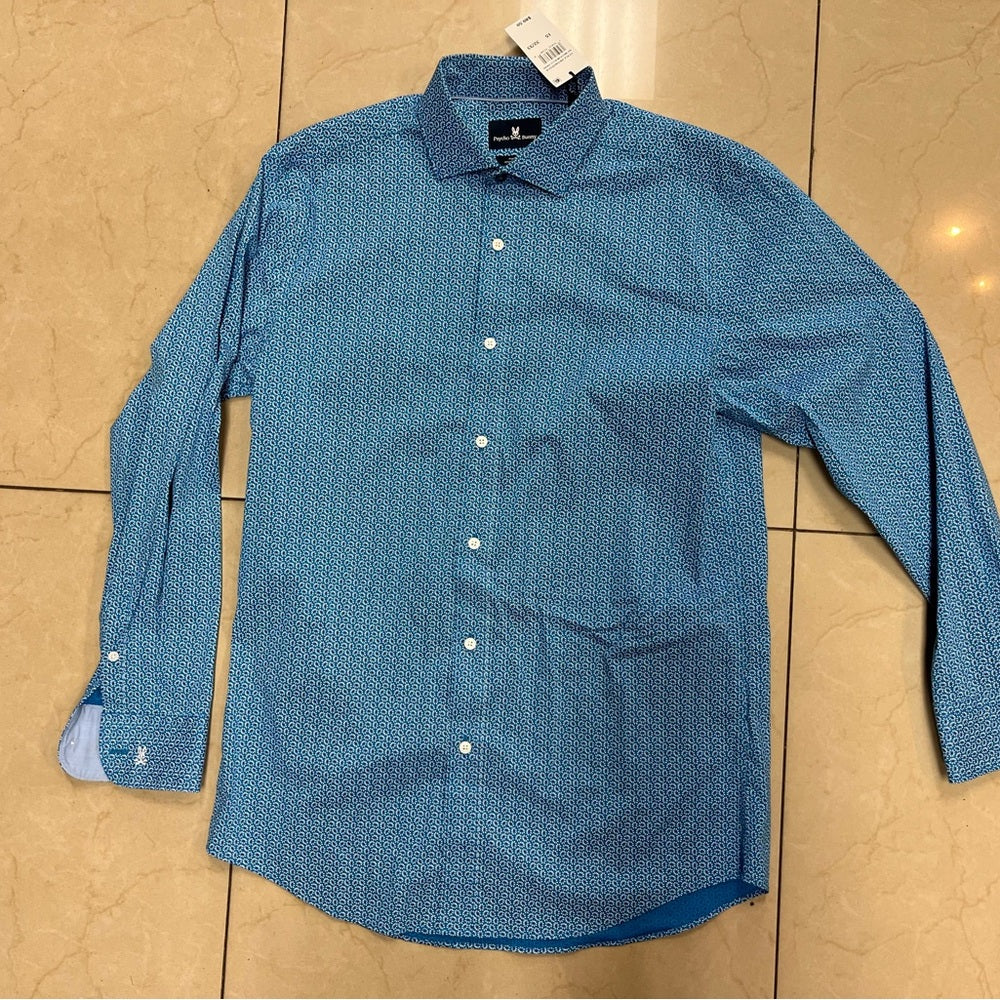 Men's Blue Patterned Shirt physco bunny sz 32/33